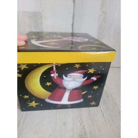 Santa box black star moon cardboard Xmas present gift - Picture 4 of 7